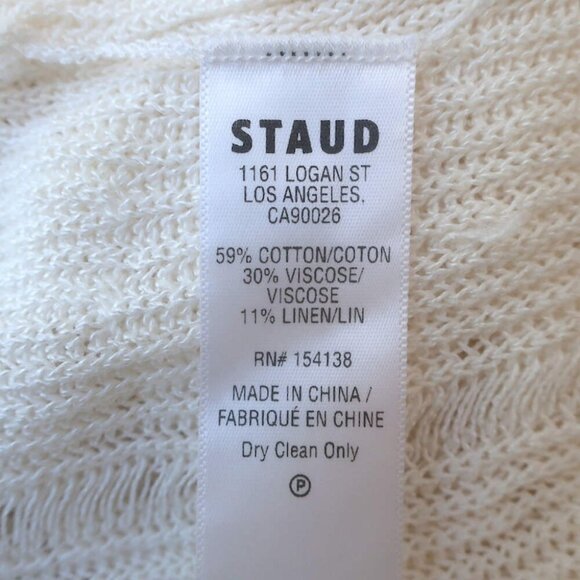 STAUD Sorrento Ruffled Crocheted Maxi Dress White Cotton-Blend Size Medium NEW - Picture 7 of 7